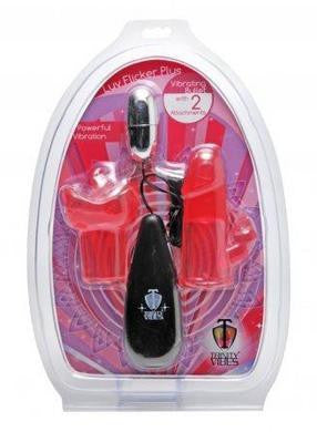 Luv Flicker Plus Vibrating Bullet with 2 Attachments - Pink