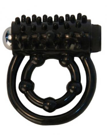 Vibrating Double Cock Ring - Black