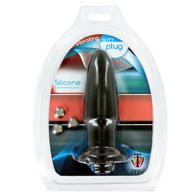 Silicone Vibrating Butt Plug Medium - Black