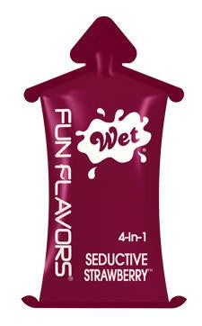 Wet Fun Flavors 4-in-1 Lube- Seductive Strawberry - 10 Ml Pillow - Each